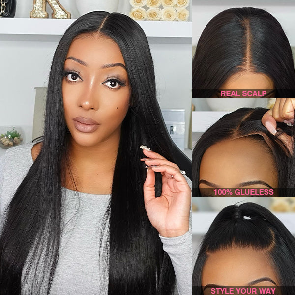 Ultra Natural Layered Yaki Straight Bob 9x6 T-Part Lace Wig – Glueless, Adjustable Fit, Silky Finish, Classic & Chic