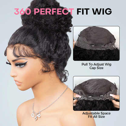 360 Water Wave Lace Human Hair Wig – Glueless, Pre-Bleached, Pre-Cut, Invisi Drawstrings