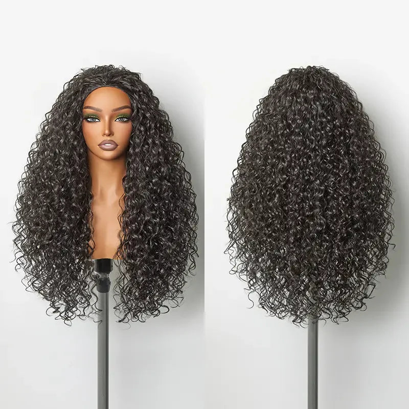 🔥Last Day:90% Off🔥26" 3-in-1 Human Hair Half Wig – Curly, Ready-to-Wear, Shaggy Waves, Big Voluminous Hair