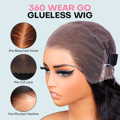 360 Water Wave Lace Human Hair Wig – Glueless, Pre-Bleached, Pre-Cut, Invisi Drawstrings
