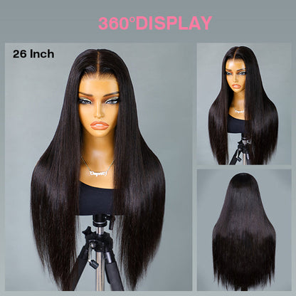 Ultra Natural Layered Yaki Straight Bob 9x6 T-Part Lace Wig – Glueless, Adjustable Fit, Silky Finish, Classic & Chic