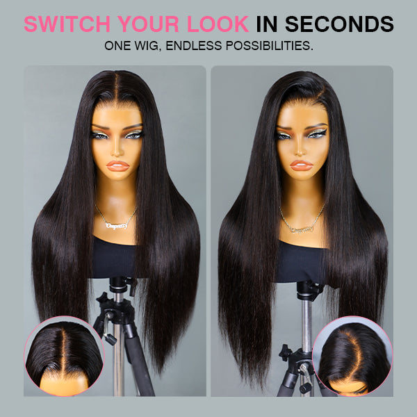 Ultra Natural Layered Yaki Straight Bob 9x6 T-Part Lace Wig – Glueless, Adjustable Fit, Silky Finish, Classic & Chic