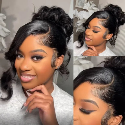 360° Body Wave Lace Human Hair Wig – Glueless, Pre-Bleached, Pre-Cut, Adjustable Drawstrings