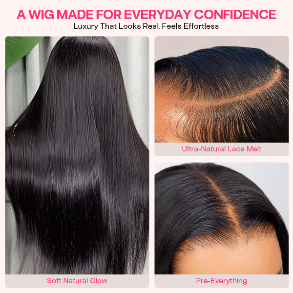 13x6 Kinky Straight Layered Lace Front Wig – Glueless, Adjustable Fit, 250% Density, Ready-to-Wear