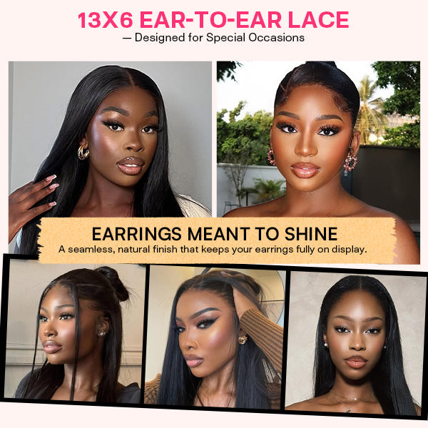 13x6 Kinky Straight Layered Lace Front Wig – Glueless, Adjustable Fit, 250% Density, Ready-to-Wear