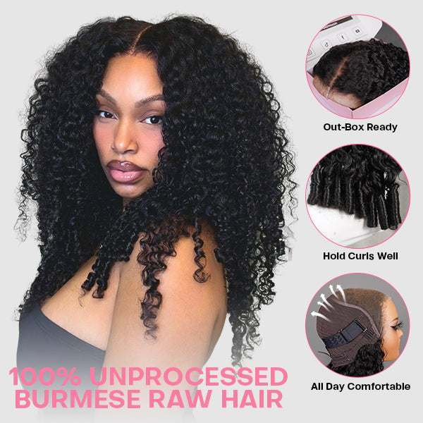 Voluminous & Bouncy Burmese Curly M-Cap 9x6 Lace Wig – Glueless, Bleached Knots, Adjustable Drawstrings
