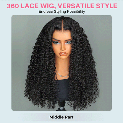 360 Water Wave Lace Human Hair Wig – Glueless, Pre-Bleached, Pre-Cut, Invisi Drawstrings