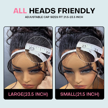 360° Body Wave Lace Human Hair Wig – Glueless, Pre-Bleached, Pre-Cut, Adjustable Drawstrings