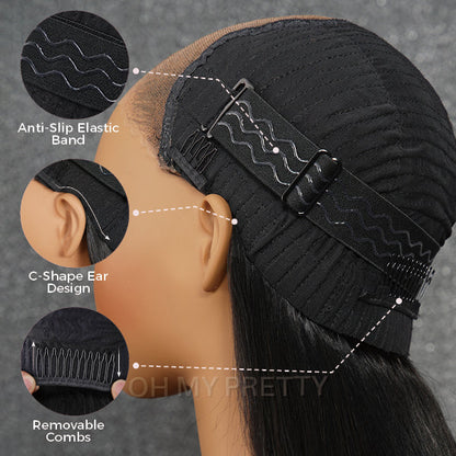 Ultra Natural Layered Yaki Straight Bob 9x6 T-Part Lace Wig – Glueless, Adjustable Fit, Silky Finish, Classic & Chic