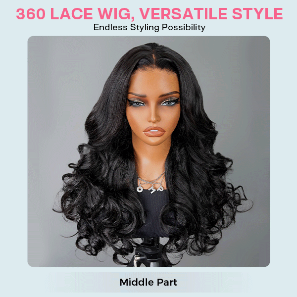 360° Body Wave Lace Human Hair Wig – Glueless, Pre-Bleached, Pre-Cut, Adjustable Drawstrings