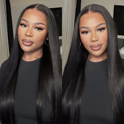 Ultra Natural Layered Yaki Straight Bob 9x6 T-Part Lace Wig – Glueless, Adjustable Fit, Silky Finish, Classic & Chic